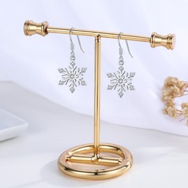 CUOKA MIRACLE Snowflake Earrings 925 Sterling Silver Christmas Snow Flower Drop Dangle Earrings Cubic Zirconia Snowflake Earrings for Womens Christmas WinterJewelry Gifts