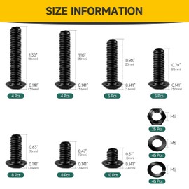 Mywish 159Pcs M6 Screw Metric Screw Assortment, Grade 10.9 Alloy Steel Hex Socket Button Head, Metric Bolt Assortment, Flat & Spring Lock Washers/Nuts/Hex Wrenche, Black Oxide