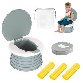 SunnySmile portable, foldable potty seat for toddler, Training Toilet Seat Emergency Toilet for Car, Camping, Outdoor, indoor (grey, small)