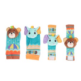 Baby Wrist Rattles Toy Colorful Pattern Soft Early Educational Rattles Foot Finder Socks Set Type 2
