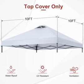 ABCCANOPY Replacement Canopy Top for Easy Pop up Canopy Tent 10x10, White