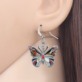 BONSNY Enamel Cute Butterfly Gifts for Women Earrings Dangle Jewellery Novelty Funny Charms Accessories, enamel, No Gemstone