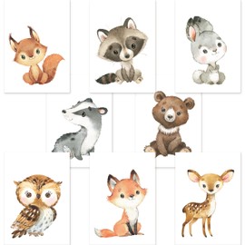 CreativeRobin Cute Baby Forest Animals Children's Poster DIN A4 Nursery Decoration