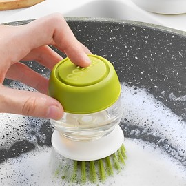 Dish Brush with Soap Dispenser and Holder 2pcs, Kitchen Dish Brush Cleaning Supplies