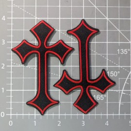 Unbranded Cross Patch Black Red 2 Pieces Religious Symbol Embroidered Iron On Patch 4x2.5