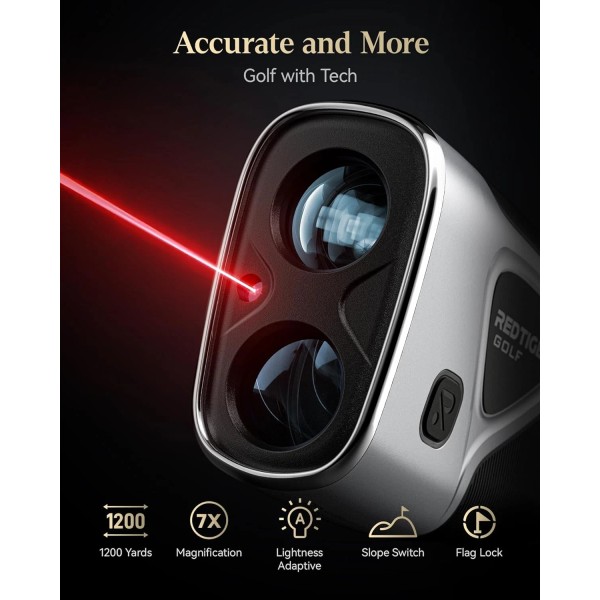 REDTIGER Light-Adaptive Display Golf Rangefinder 1200 Yard with Slope 7X