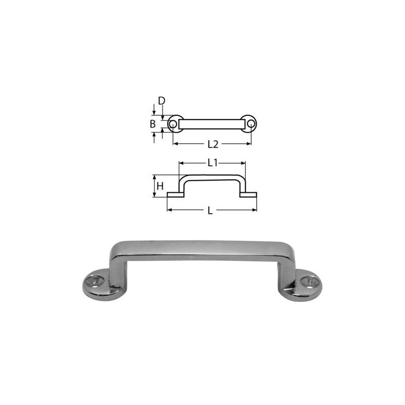 STEELGEAR Stainless Steel Handle Two Hole - 65mm - A2