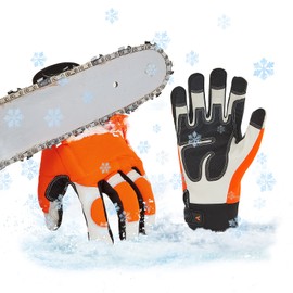 Vgo... Winter Chainsaw Gloves Protection on Both Hand 12-Layer, Waterproof in Cowhide, Forestry Work Gloves Touchscreen Utility Touchscreen in Cold Weather
