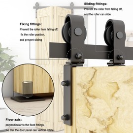 QINAIXQM 60" / 5FT Bi-Folding Sliding Barn Door Hardware Kit Closet Rail Roller Accessory Applicable Door Width Within 60 inches, no Panel