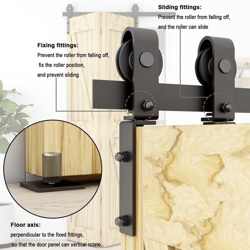 QINAIXQM 60" / 5FT Bi-Folding Sliding Barn Door Hardware Kit