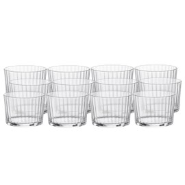 Bormioli Rocco Exclusiva - 7.25 Oz. Rum Tumblers, Set of 12 - Ribbed Drinking Glasses, For Water, Cocktails & Candle Holders, Glassware Essential Decor - Made in Italy, Dishwasher Safe