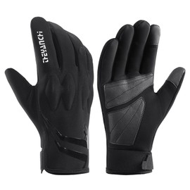 LEZOOY Men's Winter Gloves Fleece Lining Cold Weather Gloves Waterproof Anti-Slip Windproof Cold Protection Warmth Running Cycling Mountaineering Fishing Commuting Work Unisex Black L