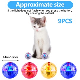 Jecery 9 Pcs Light Up Cat Balls - Ghost Hunting LED Motion Activated Cat Toy - Interactive Glowing Mini Running Exercise Ball Toys for Kitten Dog Pet Animals Activity