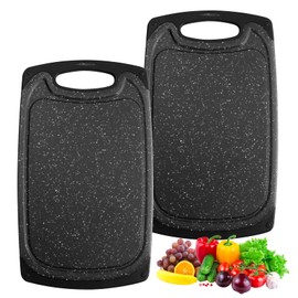 Romon Schneidebrett Kunststoff, 2 Stücke Schneidebretter Rutschfeste Griffe Cutting board, 33×19.8CM Chopping Board Spülmaschinenfest Professionelles Küchenbrett Schneidebrett Set für Küche Camping