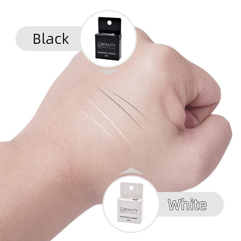 XIAOYU 10m Pre-Inked Eyebrow Mapping String, Microblading Eyebrow Marker Thread