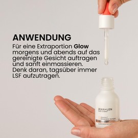 Jean & Len Glow Booster Serum, Ideal for All Skin Types, Glows Matte Skin, Face Serum with Vitamin C Derivative & Resveratrol Complex, for a More Even Complexion, Fragrance-Free, Vegan 30 ml