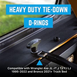 Unifizz 8PCS Heavy-Duty Bronco Tie Down D Ring Set - Easy-to-Install Truck Tie Downs - Compatible w/Cargo Cover Mounts