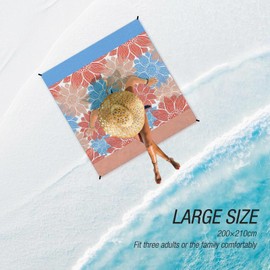 Awaken honest Beach Blanket Sand-Free Waterproof Super Large 210 cm x 200 cm Beach Mat with 4 Inserts and 4 Corner Pockets for the Beach, Camping, Picnic, Excursions