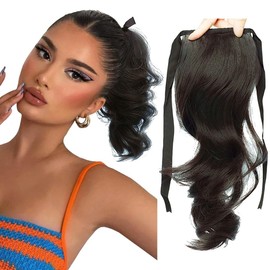 High Ponytail Extension Tie-up Short 30cm Wavy Pony Tail Hairpiece Synthetic Ponytail Buns Wiglet (Light Brown)