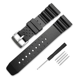 Narako Black Silicone Rubber Divers Watch Band Replacement Strap 18mm 20mm 22mm (22mm)
