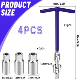shallyong Spark Plug Wrench, Spark Plug Wrench Universal 16 mm, 18 mm, 21 mm, T-Handle Spark Plug Wrench Set, Spark Plug Tool Set for Cars and Motorcycles (Blue)