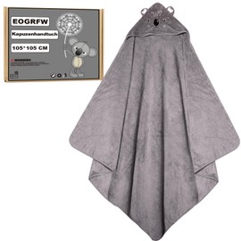 EOGRFW Baby Hooded Towel, Baby Towel with Hood, Large Hooded Towel Children, Bath Poncho, Baby Bath Towel with Hood for Girls and Boys, 105 x 105 cm, Soft & Super Absorbent & Thick