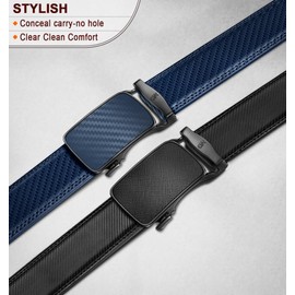 KEMISANT Men's Belt 2 Pack Nontrimmable- Adjustable Ratchet Belt For Gift Men Lightweight 1 3/8"(Black/Purplish Blue,36"-42" Waist Adjustable)