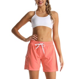 unitop Womens Walk Shorts Quick Dry Swim Board Shorts with Mesh Lining Orange S
