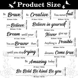 Inspirational Wall Decals Quotes Motivational Wall Stickers Vinyl Removable Positive Phrases Wall Decals Spiritual Saying Lettering Decal for Kids Classroom Woman Bedroom Living Room Mirror Wall Decor