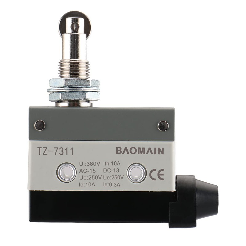 BAOMAIN Limit Switch TZ-7311, Panel Mount Roller Plunger Actuator, 1NO+1NC