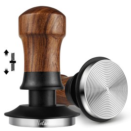 NOTSEK Coffee Tamper 58mm, 30lbs Constant Pressure Tamper Tool with Ripple Base, Walnut Wood Calibrated Spring Loaded Espresso Tamper for Portafilter 58mm