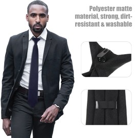 wlertcop 1pc Navy Blue Tie for Men's, Clip-on Ties Solid Uniform Pre-tied Adjustable Neck Strap Tie for Wedding Funeral Formal Business Ties Graduation School Uniforms