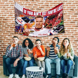If You Ain't 1st First You're Last Flag for Talladega Nights Ricky Bobby 3x5 Feet Banner Shake N Bake Funny Poster Durable Cool Tapestry Man Cave Wall Decor with Brass Grommets for College Dorm Room