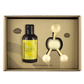 Naissance "Work it Out" - Muskeln & Gelenke Wärmenes Massageöl und Holzmassager Geschenk Set mit Rosmarin und Schwarzer Pfeffer für Jede Gelegenheit - für Frauen & Männer