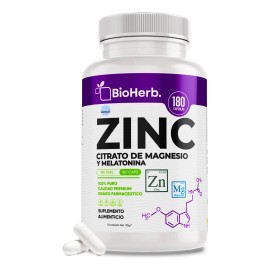Bioherb Sueño Total | Zinc, Magnesio y Melatonina | 180 Cápsulas para 6 Meses de Descanso Profundo