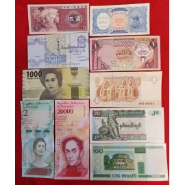 UNC Lot of 10 Different Foreign PAPER MONEY BANKNOTES WORLD CURRENCY