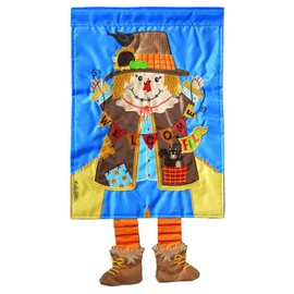 Magnolia Garden Scarecrow Welcome Brisk Blue 13 x 18 Small Double Applique Outdoor Harvest House Flag