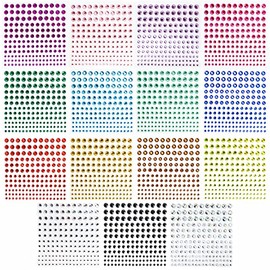 Rhinestone Stickers 2478Pcs Self Adhesive Facial Gem Stickers,4 Sizes 15 Colors for DIY Decorative Crafts, Nails, Makeup Festival, Holiday Cards