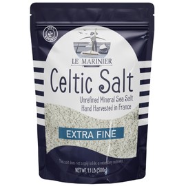 Le Marinier Celtic Salt Organic Extra Fine, 1.1 lb - 18oz. Mineral Rich 100% Natural and Unrefined. French Sea Salt with +82 Vital Minerals. Hand Harvested (1.1 lb Extra Fine)