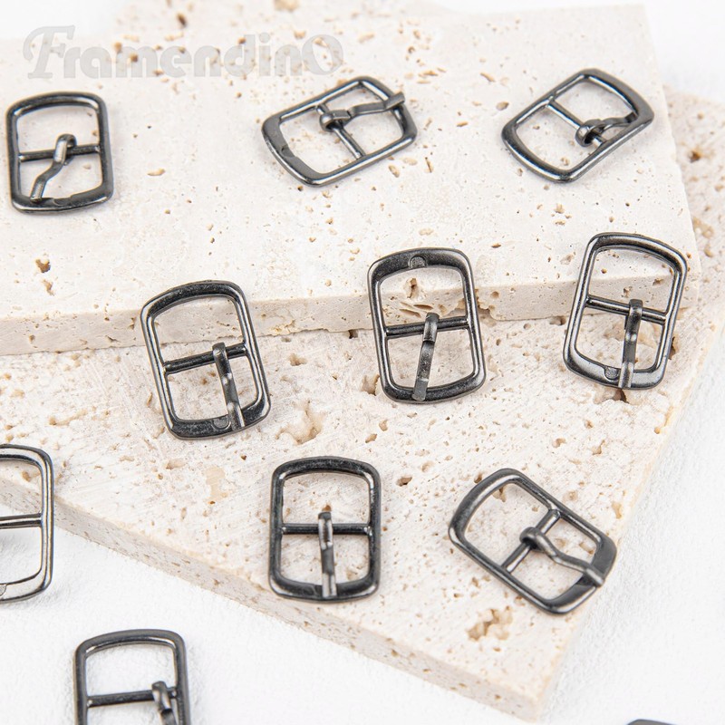Framendino, 20 Pack Black Rectangular Metallic Single Prong Pin Shoes