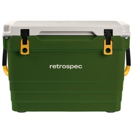 Retrospec Palisade Rotomolded 45 Qt Cooler - Fully Insulated Portable Ice Chest with Built in Bottle Opener, Tie-Down Slots & Dry Goods Basket - Large Beach, Camping & Travel Coolers - Forest