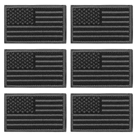 6 Pack Black American Flag Embroidered Patches, 3.1 x 1.9 Inch Iron-On US Flag Patches for Jackets, Backpacks, Hats, Military Style, Independence Day, National Holidays