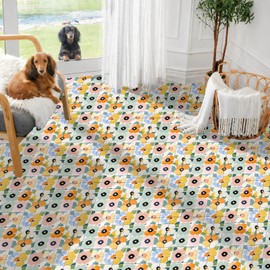 IVN Pastel Abstract Flowers Peel and Stick Floor Tiles 12x12 Inch 10PCS