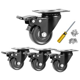 YAEMIKY 2 Inch Caster Wheels 600lbs, Heavy Duty Swivel Plate Casters Set of 4 with Double Ball Bearings, Premium Polyurethane Wheels for Cart, Furniture, Workbench (16pcs Screws Included)