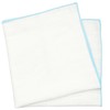 BELLUNO Ivory White Pocket Square with Pastel Blue Trim Embroidered