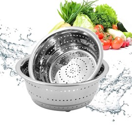 Spillbox Stainless Steel Colander | Strainer | Sieve with Pudding and Handle – Combo of 2 Different Sizes [Diameter: 23cm and 20cm]