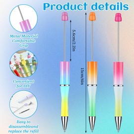 YFNVH 52 Pcs Beadable Pen Gifts Set with 48 Plastic Ballpoint Pen kit, 4 Pcs 6 Slots Plastic Pen Holder Assorted Bead Pen Shaft Bulk Display Stand for DIY Making School Office