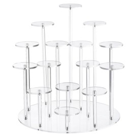 uxcell Acrylic Cupcake Stand, Transparent Cupcake Display Holder for 15 Cupcakes, Dessert Stand Pastry Serving Platter Display for Wedding Birthday Tea Party