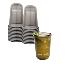 Restaurantware-Zero Waste 16 Ounce Drinking Cups, 100 U-Shape Plastic Cups - Lids Sold Separately, Commercially Compostable, Black PLA Plastic Party Drinking Cup, Rolled Rim, For Cold Beverages