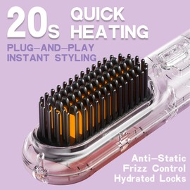 Cordless Hair Straightener Brush-Million Negative Ionic Portable Hair Straightener Comb for Women Mini Straightener Flat Iron for Travel 4 Temps,Fast Heating,Ceramic Coating Lightweight for Touch-ups